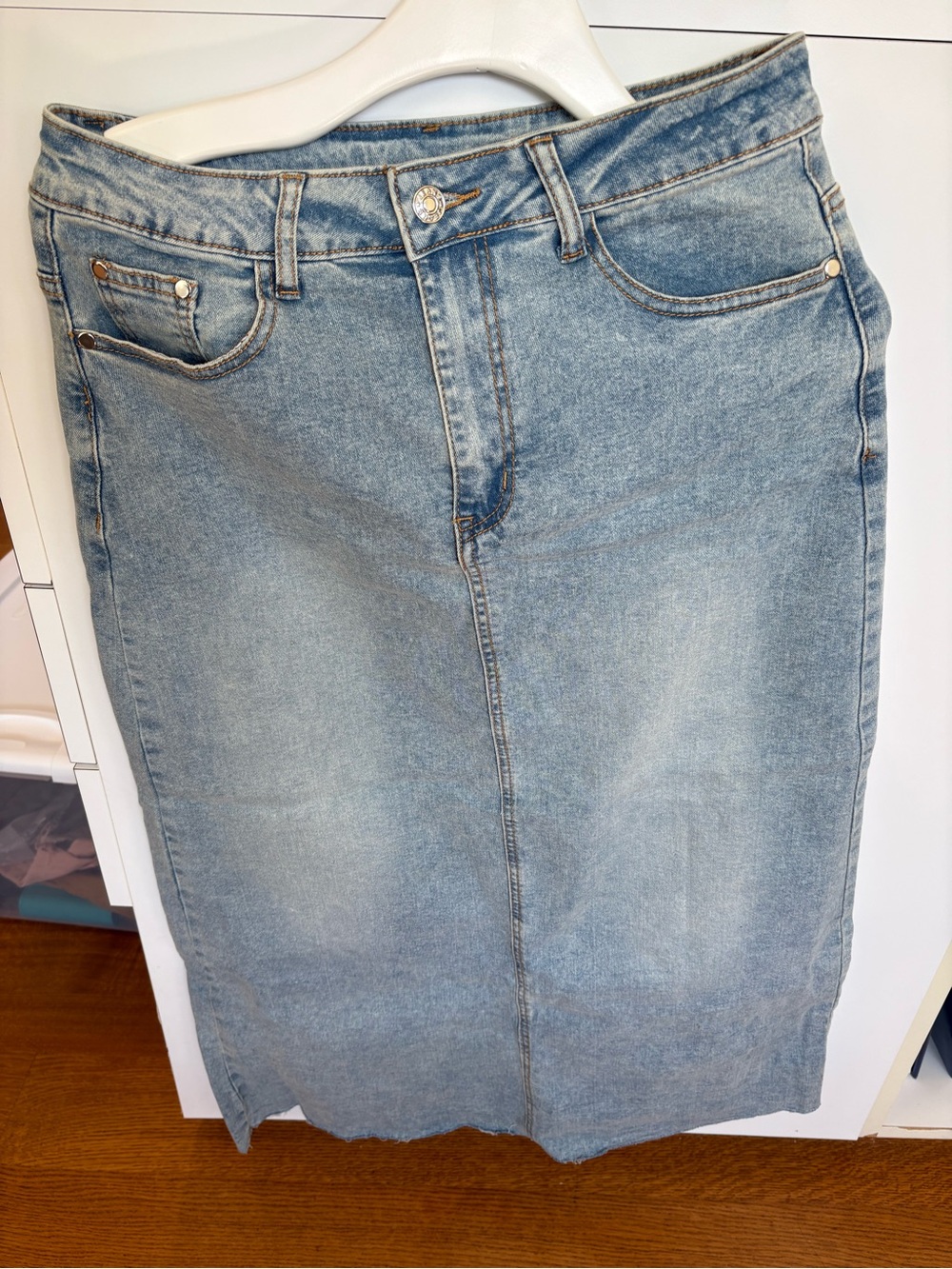 Classic Light Blue Denim Skirt - Women's Jeans